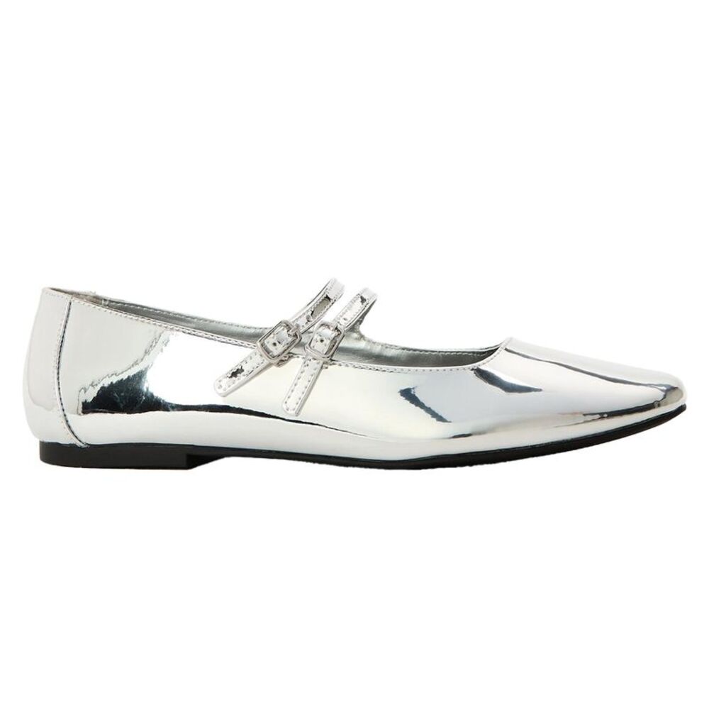 Steve Madden Womens/Ladies Alisah Mirrored Ballet Flats / Silver